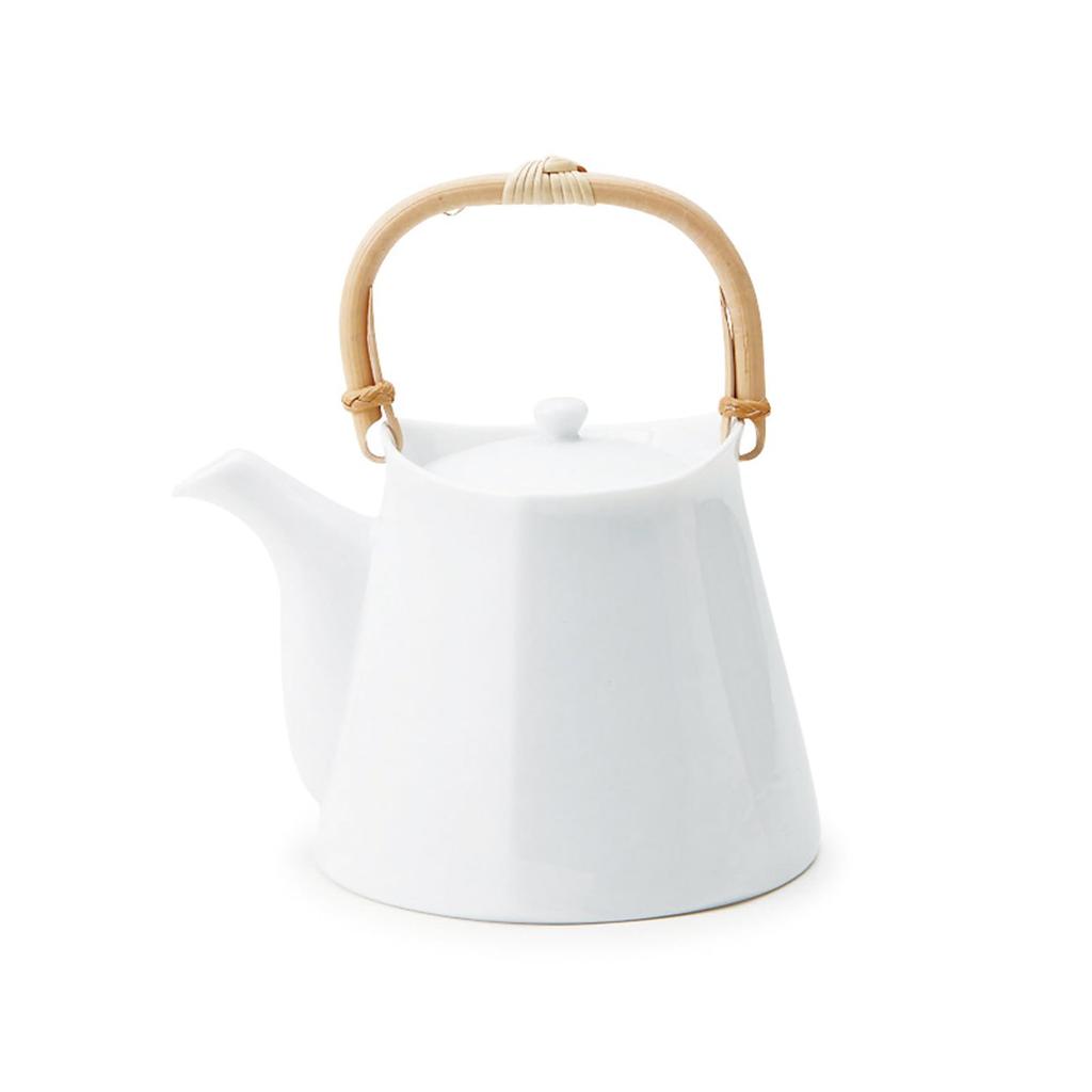 Mino ware earthenware teapot with stainless steel tea approximately 430ml microwave and dishwasher Shichifuku white made in product number "Miyama"