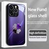 Purple Heart Diamond Clover Tempered Glass Black Phone Case For iPhone 11 12 13 14 15 16 17 Pro Max 17 Air 7 Plus XS X XR Cover
