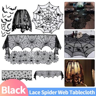 Halloween Spitzen Spinnennetz Tischläufer Tischdecke Halloween Schwarz Kaminsims Abdeckung für Heimparty Halloween Dekoration
