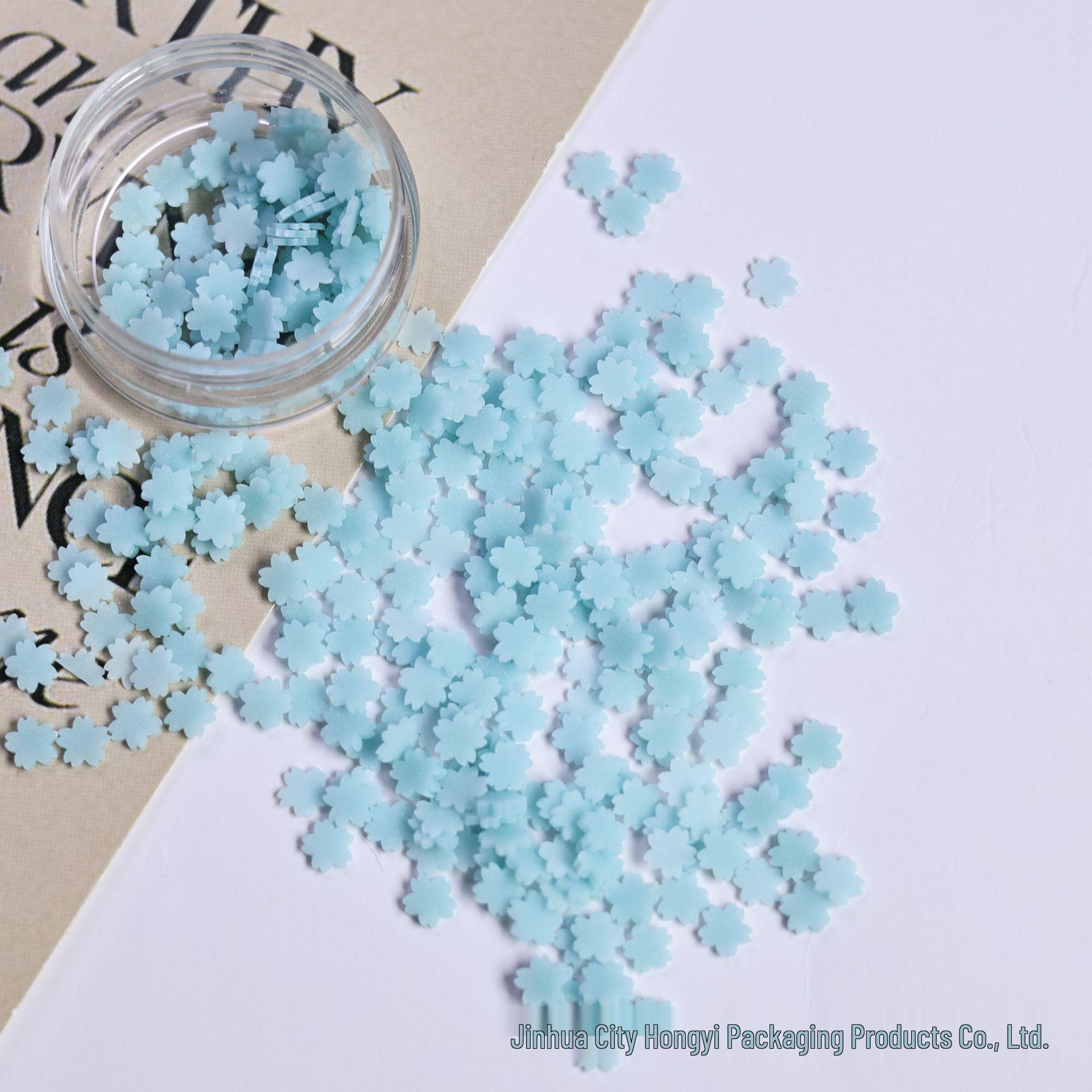 Luminous Cherry Blossom Nail Art: DIY Polymer Clay Slices & Cream Glue Filler with Sequins 6g/can
