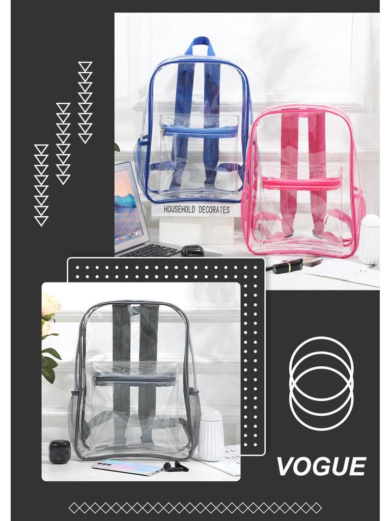 Waterproof Transparent PVC Large-Capacity Student School Backpack
