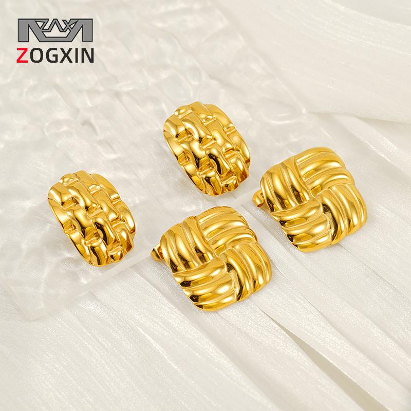 

INS Style 18k Gold Stainless Steel Geometric Swirl Tic-Tac-Toe Earrings