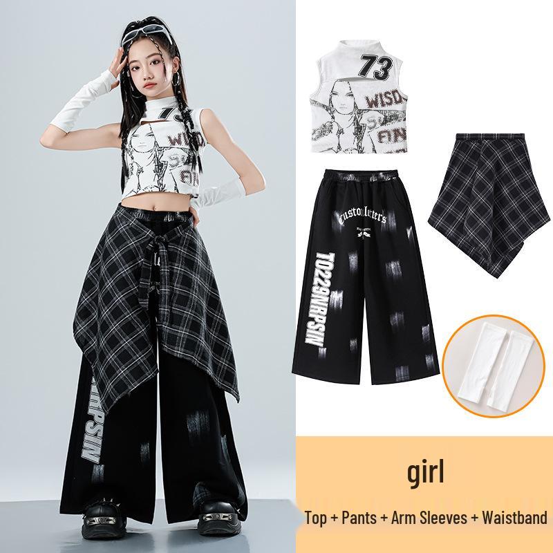 Trendy Girls' Jazz & Hip Hop Dance Crop Top Performance Costume