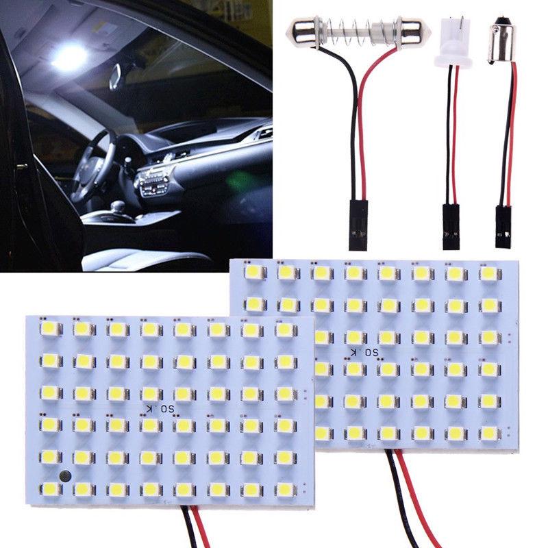 2Set 12V Car 1210 48-LED Panel Light 7000K White Dome Map Interior Bulb Lamp