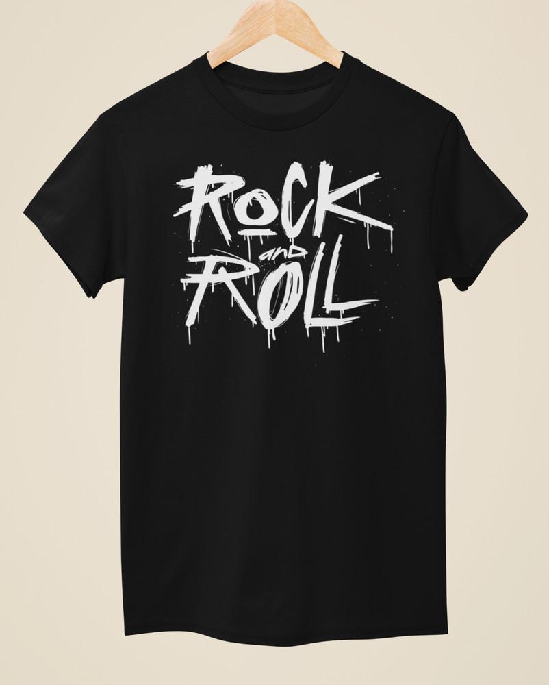 Рок-н-Ролл - Вдохновленная татуировками Унисекс Черная Футболка Унисекс Футболка XXL