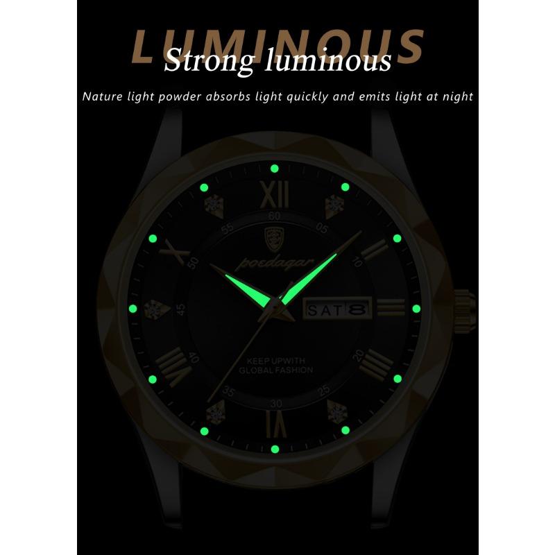 POEDAGAR New Fashionable Trendy Youth Leisure Simple Luxury Men's Watch Waterproof Luminous Calendar Quartz Watch