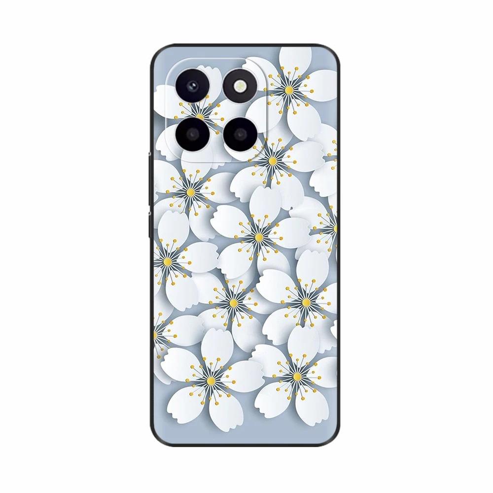 Pro Honor X6c Pouzdro Roztomilé TPU Silikonové Pouzdra na Telefon Pro Honor X6c Zadní Kryt HonorX6c X 6C Tištěná Květina Měkký Silikon Coque Fundas