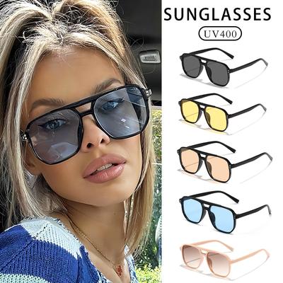 Nuovi Occhiali da Sole alla Moda da Donna Protezione UV400 Occhiali da Sole Anti-Ultravioletti Unisex Occhiali Eleganti Doppio Ponte Lente a Pilota