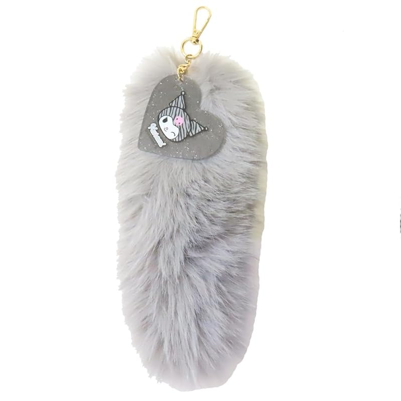 

Kuromi fur keychain gray
