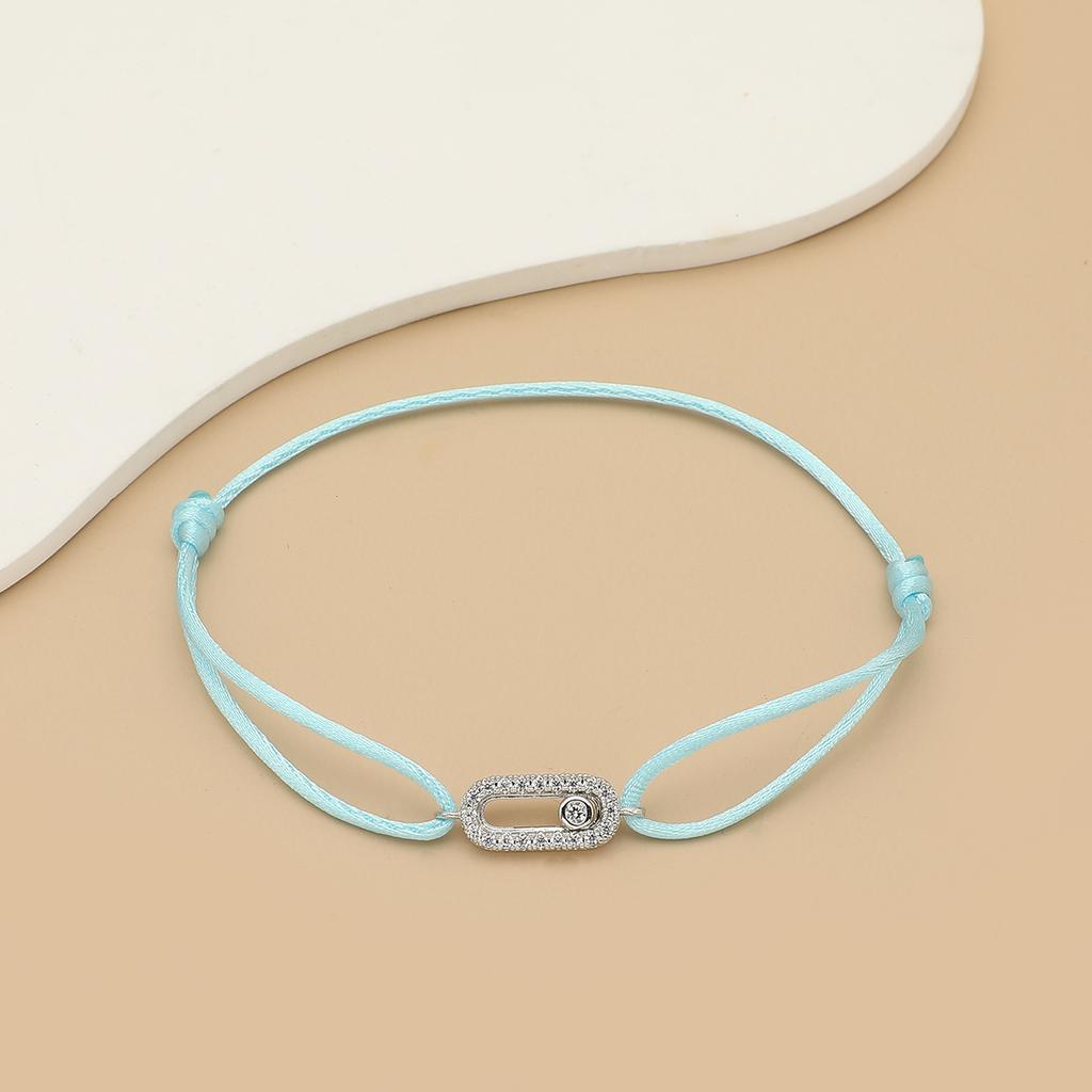 New Simple Fashion Women's Can be moved Round Zircon Rope Bracelet Lace up Chain Adjustable Rope Bracelet jewelry accessory