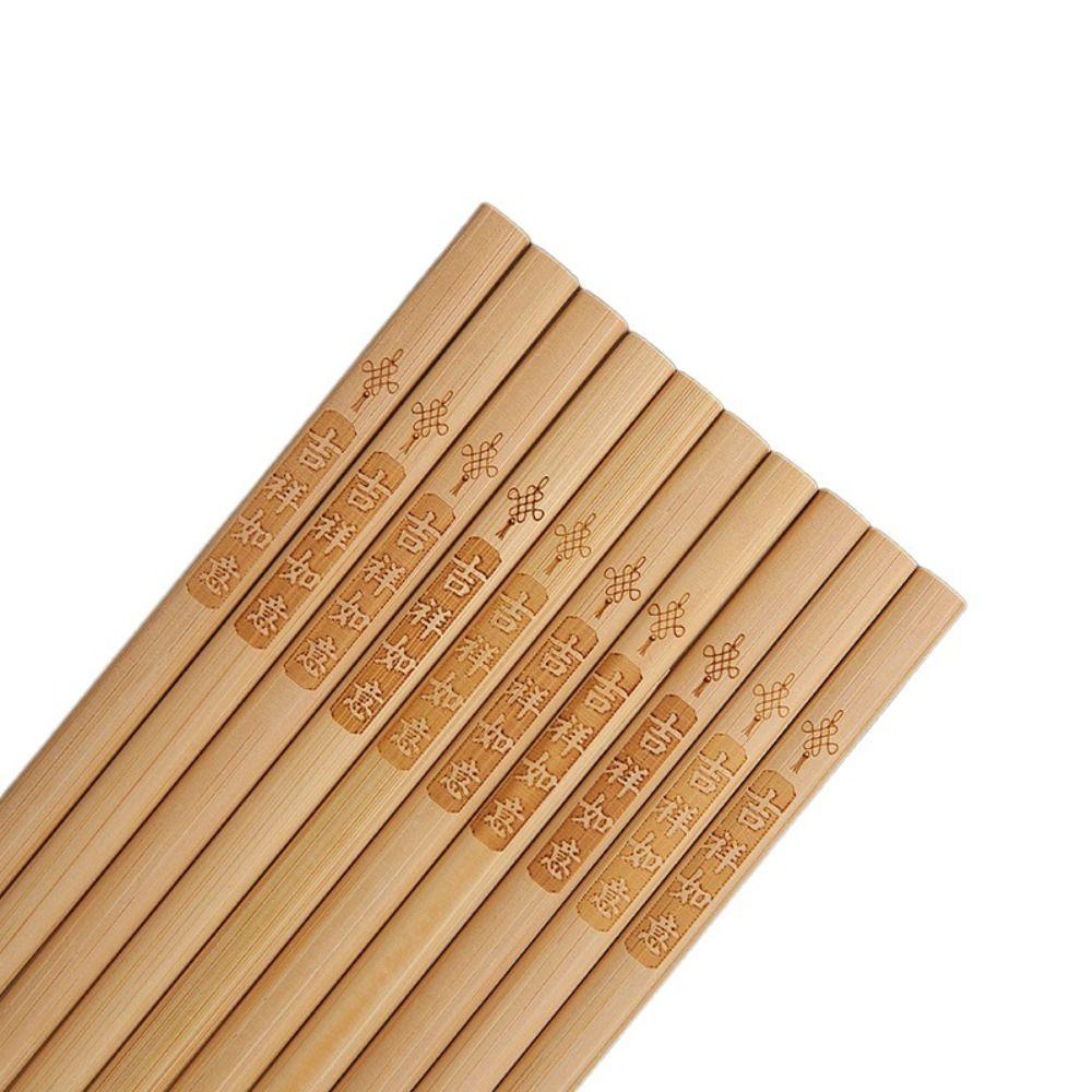 10 párů bezlakovaných bambusových hůlek, bezvoskových, protiskluzových, gravírovaných, hůlek, odolných vůči vysokým teplotám, sushi hůlek, nudlových hůlek