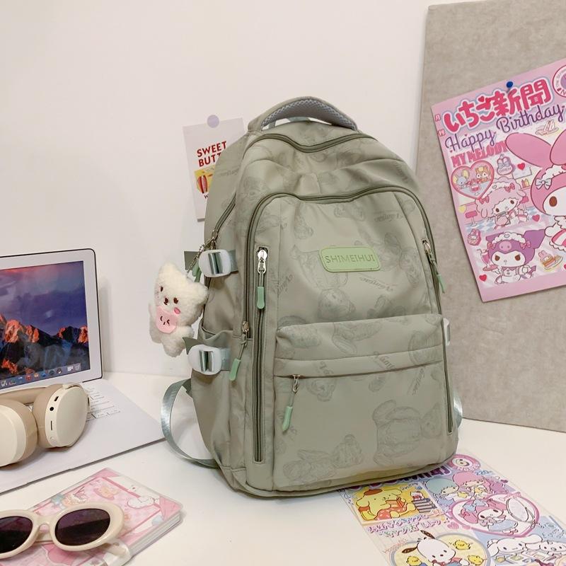 Schoolbag schoolbag female college student printed bear backpack 1011 new versatile primary school middle and high school class large capacity bag