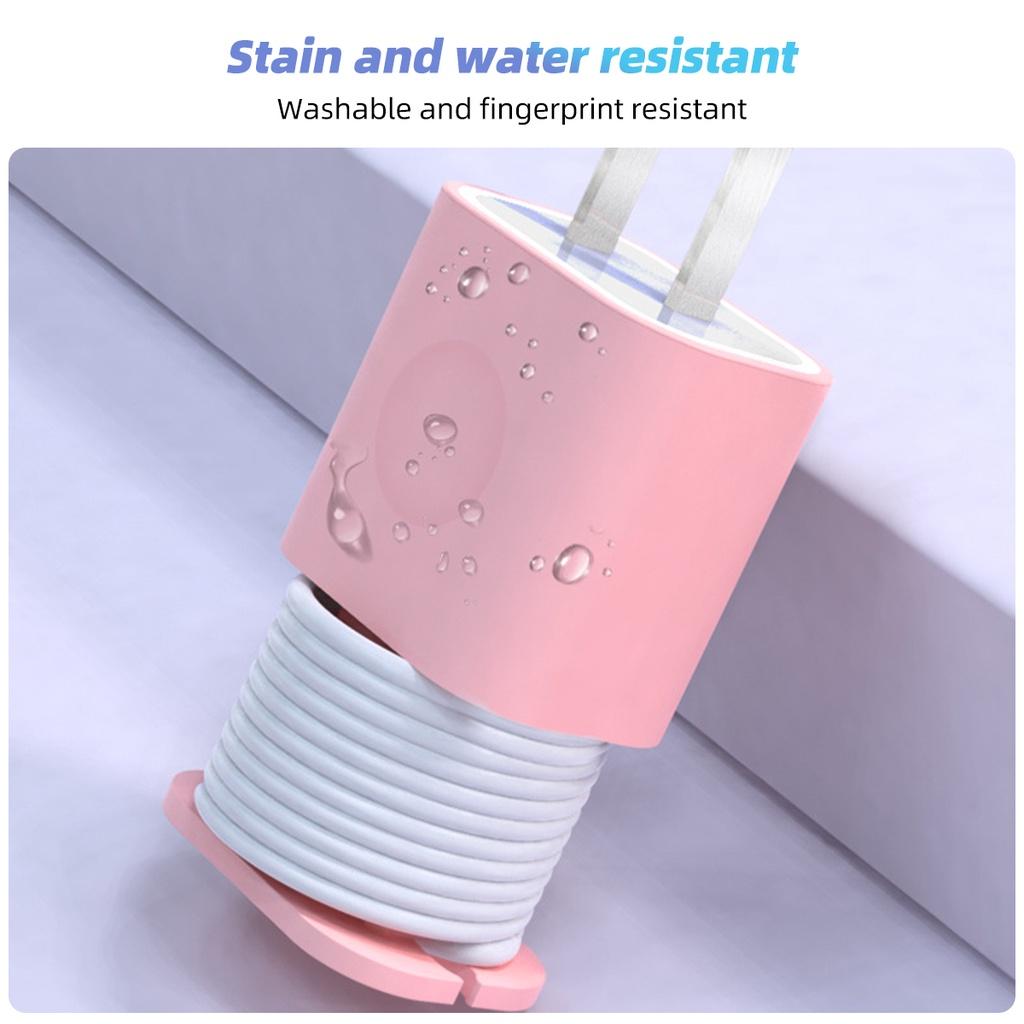 FONKEN 2 i 1 Silikon Laderbeskytter Datakabeloppruller For Apple iPhone 18W/20W Strømadapter Etui Anti-Brudd Datakabel Oppbevaring