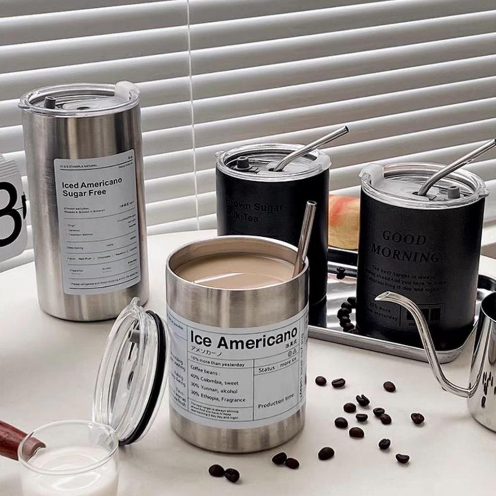 Stainless Steel Insulated American Travel Coffee Cup with Straw
