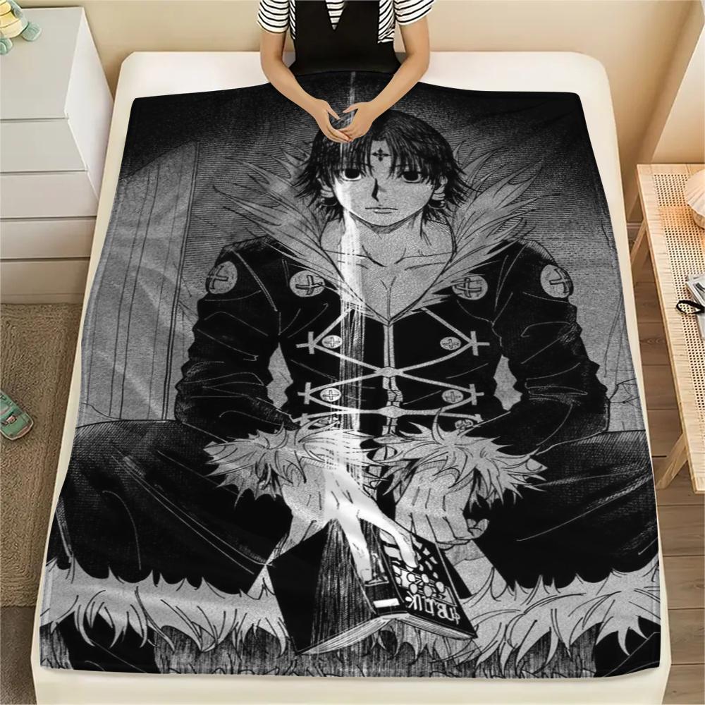 Hunter × Hunter Printed Flannel Blanket Cozy for Bed Sofa Travel Picnic Holiday -xia78 75x90cm