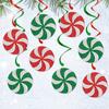 Christmas Candy Hanging Swirls Glitter Green Red White Candies Garland Banners Christmas Party Ceiling Streamer for Baby Shower Birthday Wedding Decor