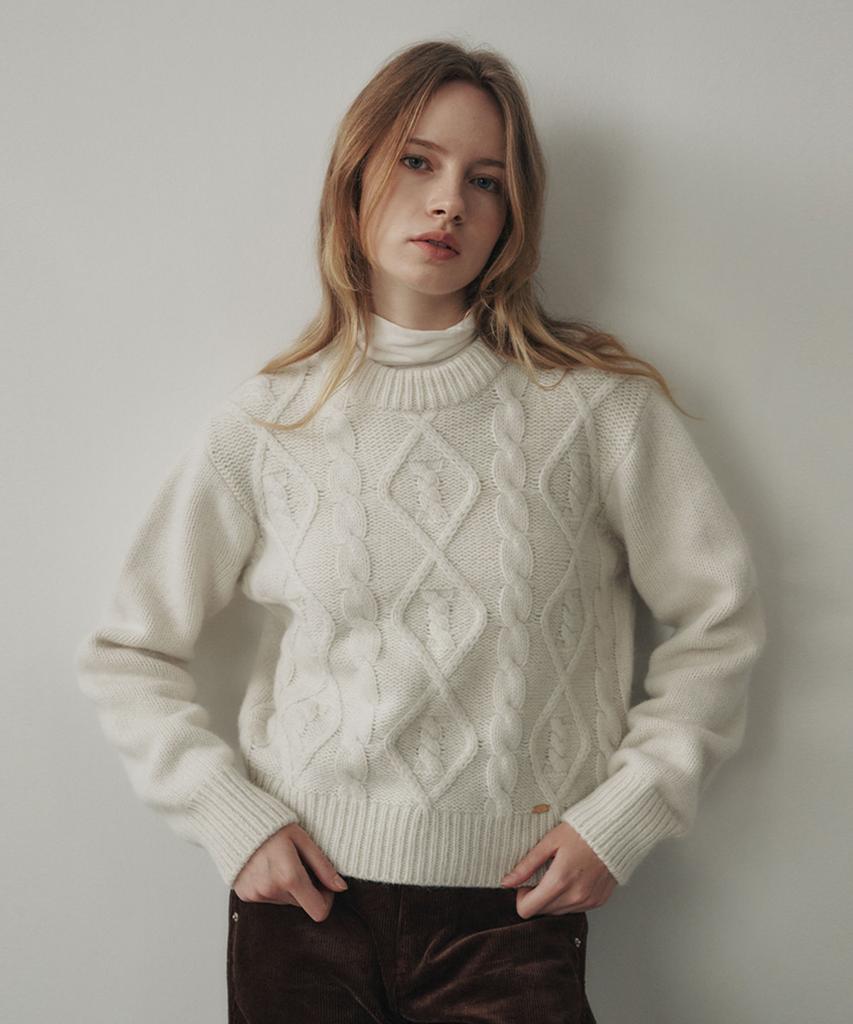 Leumeme Alpaca Wool Blended Pullover Ivory