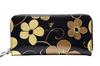 Fair Fairy Genuine Leather Enamel Long Wallet 120029 Floral Print Stains and Scratches Do Not Affect Women's Zip-Around (Black (Small Use))