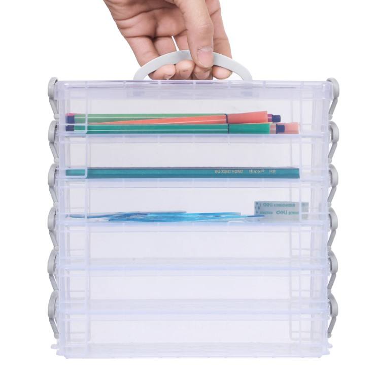 6 Layer Pencil Box,Office Supplies Storage Organizer Box,Brush Painting Pencil Storage Box Watercolor Pen Container Drawing Tool