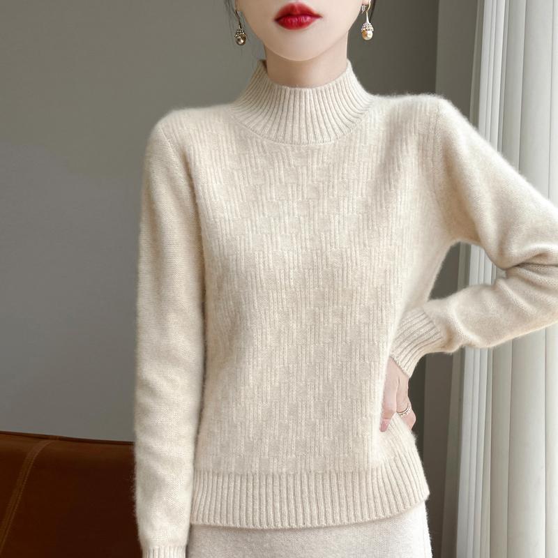 Women's Cashmere Sweater Qinghe Cashmere 30% Cashmere 70% Wool Autumn and Winter Cashmere Thick Pullover Soft and Warm