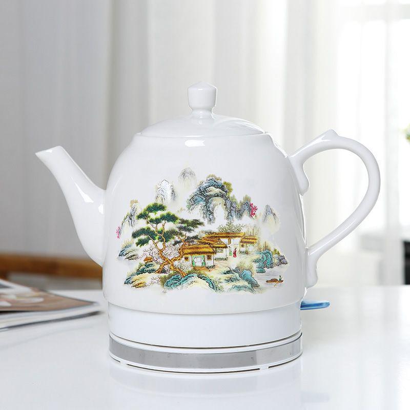 Blue & White Porcelain Electric Kettle: Large Capacity, Automatic Power-Off, Perfect for Home Tea Boiling.