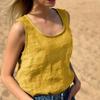 Women's Loose Casual Cotton and Linen Summer Solid Colour Round Neck Tank Top