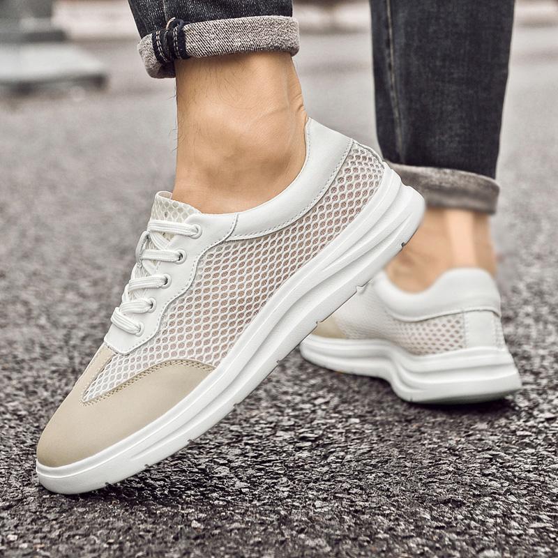 Fashion New Brand Mesh Cloth Flats Leather Casual Jogging Shoes All-match Men's Walking Footwear Men's Breathable Business Skate Shoes