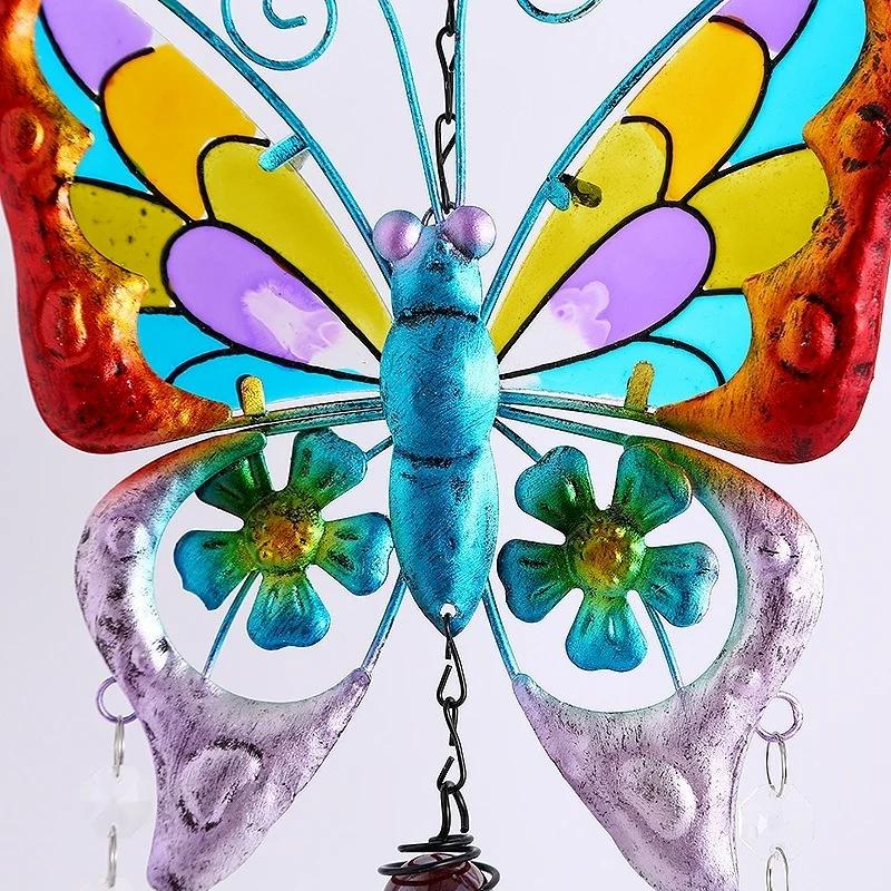 Schmetterling Windspiel Ornament Zuhause Pastoraler Stil Bunt Bedruckter Schmetterling Doppelschicht Kristallkugel Glocke Ornament
