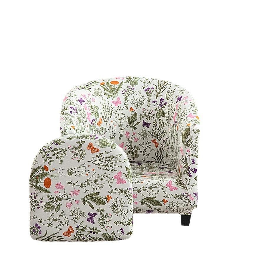 European Printed Semi-circular Single Sofa Cover Thickened Segmented Internet Cafe Slipcover Hotel Coffee Shop Elastic Anti Slip Home Protective Cover