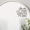 BRUP Affirmation Cards"You Are Strong Beautiful Brave"English Mirror Stickers For Bedroom Cloakroom Window Decoration Wall