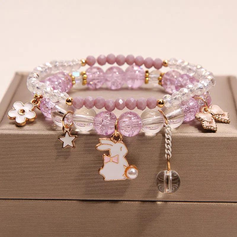 Crystal Bunny Bracelet for Women - Princess Bangle, Best Friend Elastic Band, Ideal Birthday Gift for Sweet Students