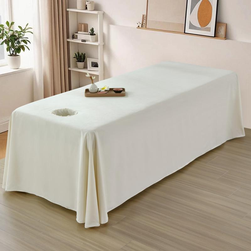 Universal White Beauty Bed Sheet with Face Hole - Elegant Massage Table Cover
