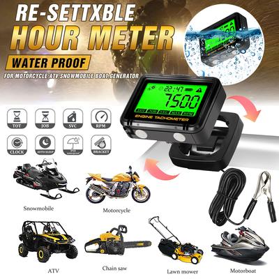 Contagiri digitale con contatore ore motore, IP68 impermeabile, contatore RPM con display retroilluminato per moto, ATV, barca, motoslitta, generatore
