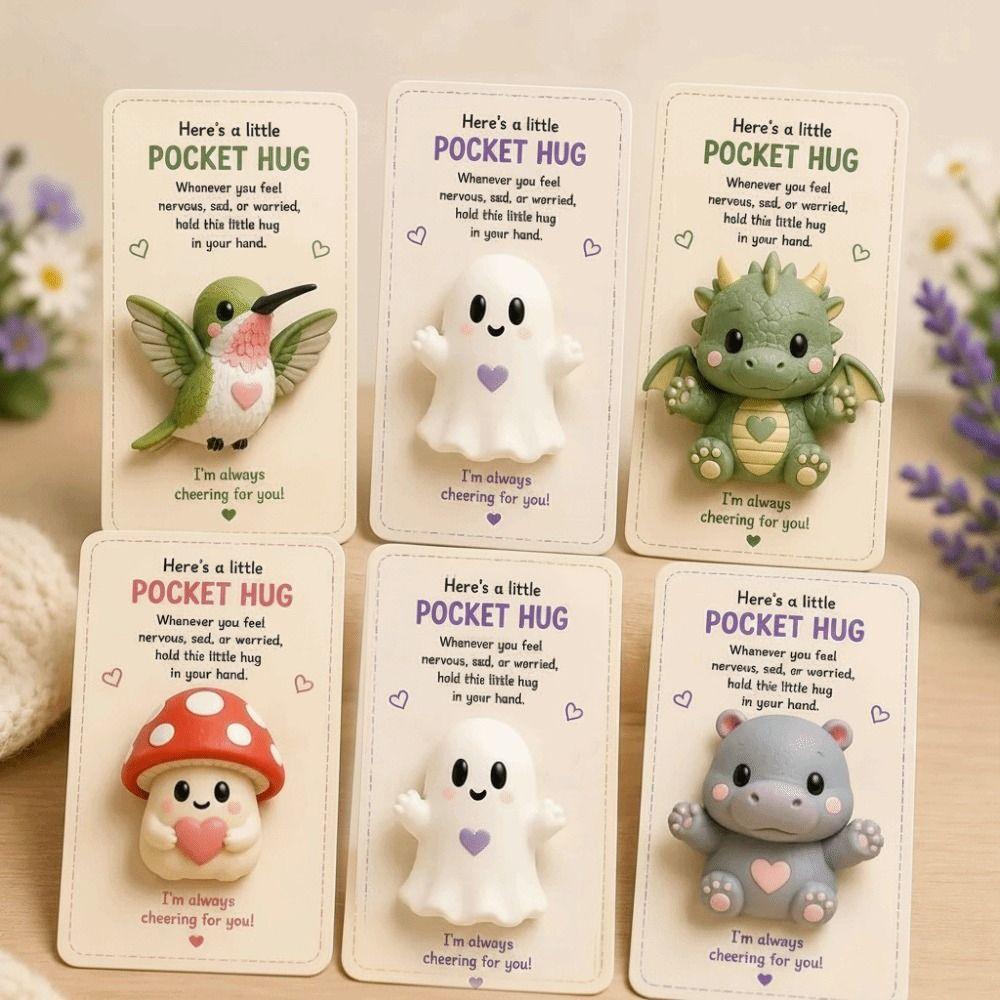 Thoughtful Plastic Animal Ornaments Resin Pocket-Sized Pocket Hug Gifts Inspirational Card Inspirational Card For Pet Lovers