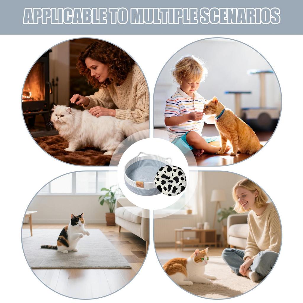 Bed For Cats Cotton Rope Woven Nest Cute Kitten Bed Cat Basket For Indoor Puppy Bunny Small Dog Pet Animal All Seasons Bedroom