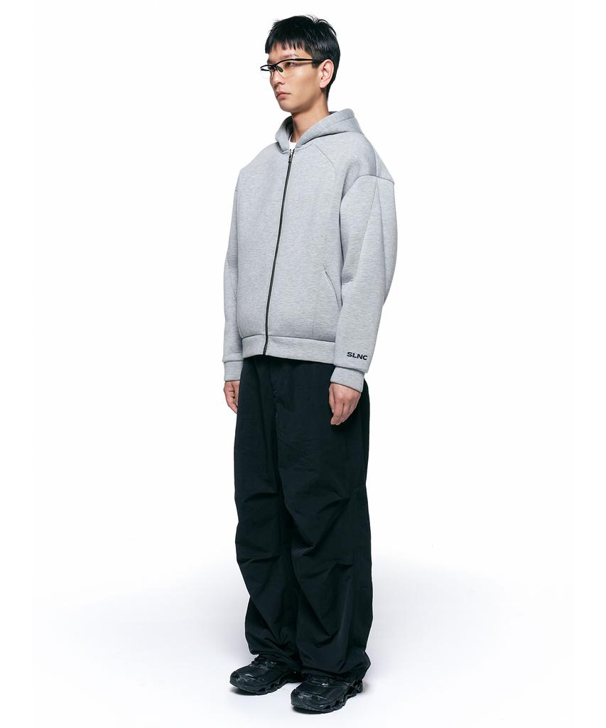 Insilence Back Logo Scuba Zip-Up Hoodie Melange Grey