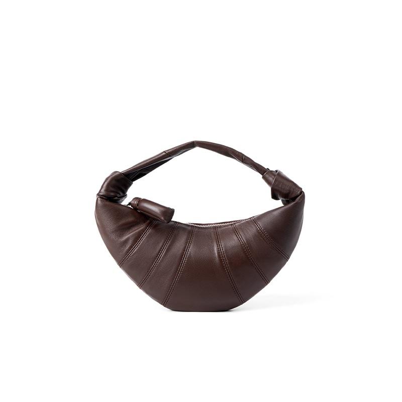 Niche first-layer lambskin diagonal span Lazy croissant leather single shoulder diagonal span dumpling bag girl