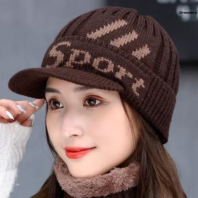 

Winter Warm Hat Easiest for Match plus Fluff Knitted Hat Windproof Earflaps Outdoor Cycling Scarf Antifreeze Men and Women Duck Manufacturers Grey-[Hat Only] Three Bars SP-& One size