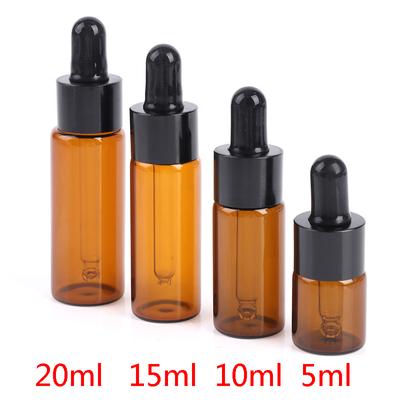 5 pezzi 5 ml 10 ml 15 ml 20 ml vasetti con contagocce in vetro ambrato fiale con pipetta per bottiglie di olio essenziale di profumo cosmetico
