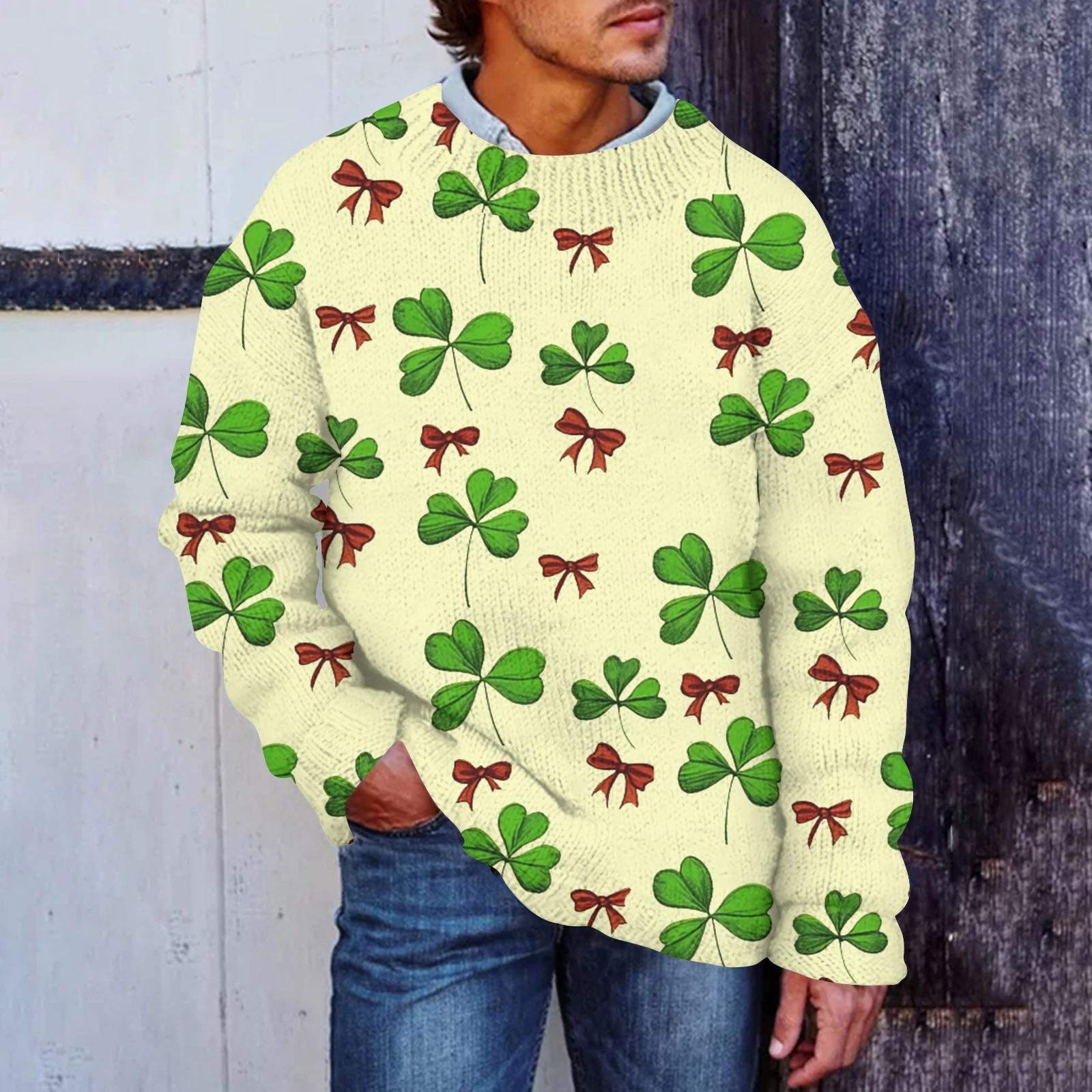 

Мужской принтованный искусственный свитер, толстовка с круглым вырезом, свободный топ с длинными рукавами XXXL жёлтый