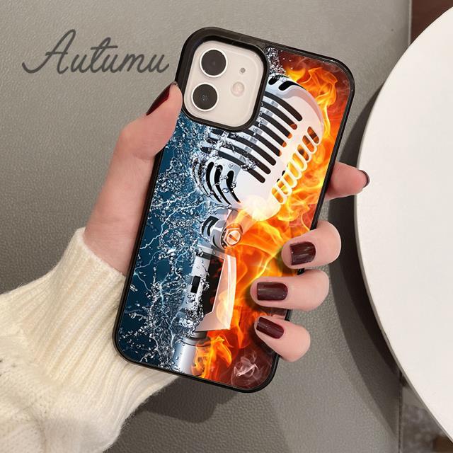 Cool Music Microphone Phone Case for iPhone 11 12 13 14 Pro Max Mini X XR XS SE 2020 6 7 8 Plus Samsung Galaxy S21 S22 Shell