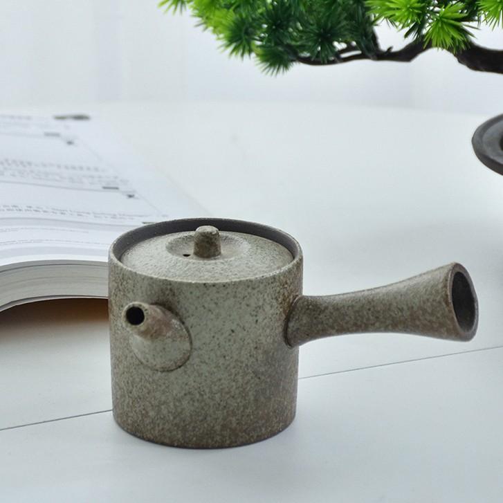 175ml Japanese Style Ceramic Side Handle Teapot Black Pottery Kung Fu Tea Set