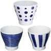 Hasami Ware Dinnerware Set Small and 9cm Diameter X 8cm Japanese Microwave and Dishwasher Made In Product Number 30199 "Indigo Dye" (3 Pieces) Cups,