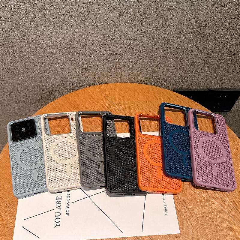 For Magsafe Magnetic Wireless Charging Luxury Solid Color Heat Dissipation Phone Case For Xiaomi 15 Ultra 13 14 Pro Bumper Cover