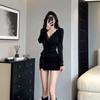 Pure Desire Lace Sexy Design Short Dress - Women's Autumn Winter Hip-Hugging Waist-Cinching Skirt