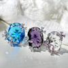 2026 Large Carat Amethyst Ring, Butterfly Brilliant Pink Zirconium Crystal Ring