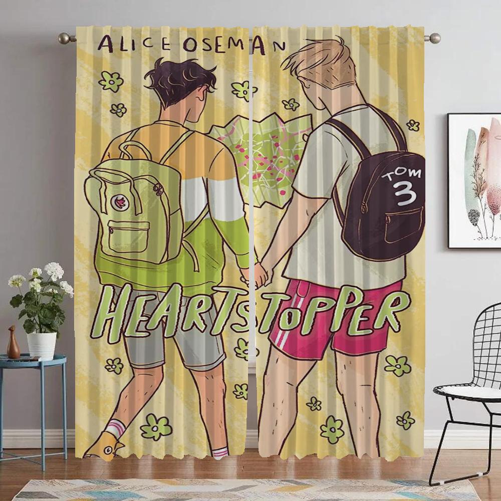 Heartstopper Curtains Child Room Blackout Curtain for Room 2 Panel Shades Tulle for Bedroom Halloween Decoration Partition Home