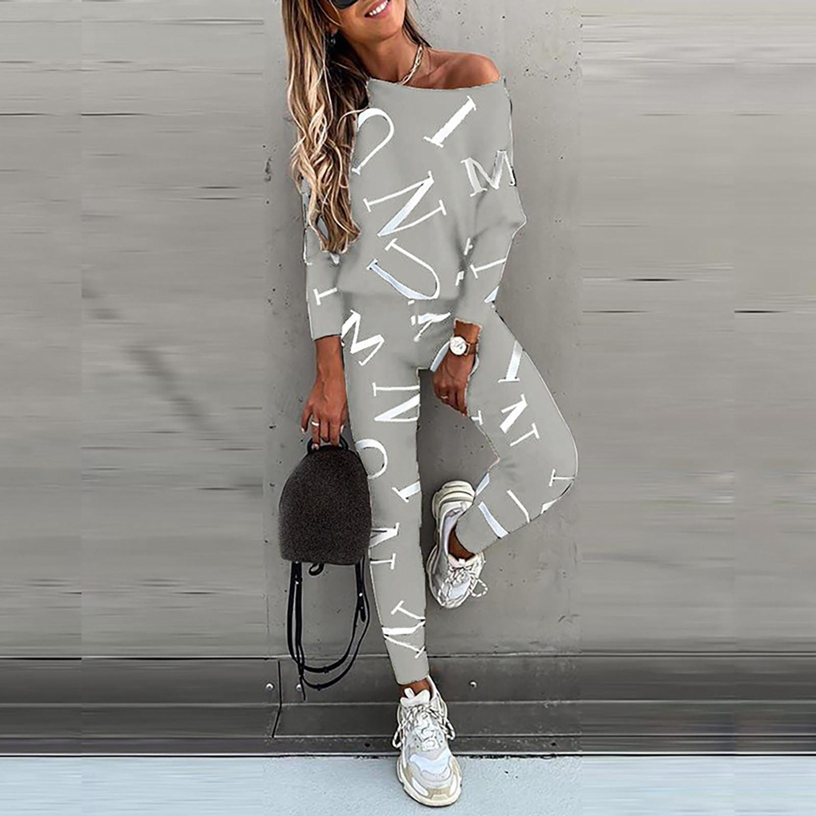 

Женские повседневные модные брюки с рукавами с принтом, повседневный спортивный женский костюм XXL