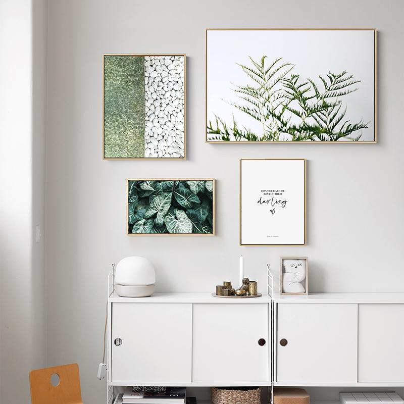 Refreshing Pebbles Plant Green Leaf Canvas Poster Simple Nordic Wall Art Painting Prints Modern Picture Living Room Home Decor