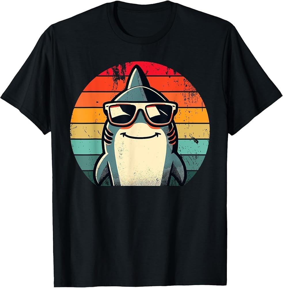 

Cool Retro Shark in Sunglasses 70s 80s 90s Funny Shark TShirt Unisex T-Shirt M